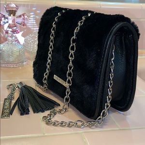Steve Madden Black Faux Fur/ Leather Bag